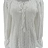 Blouse met koordje en werking Lotje off-white