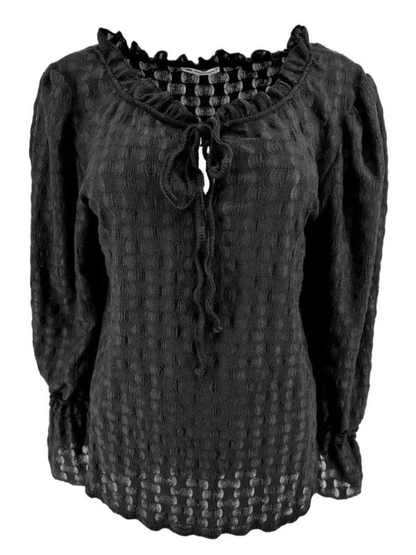 Blouse met koordje en werking Lotje zwart