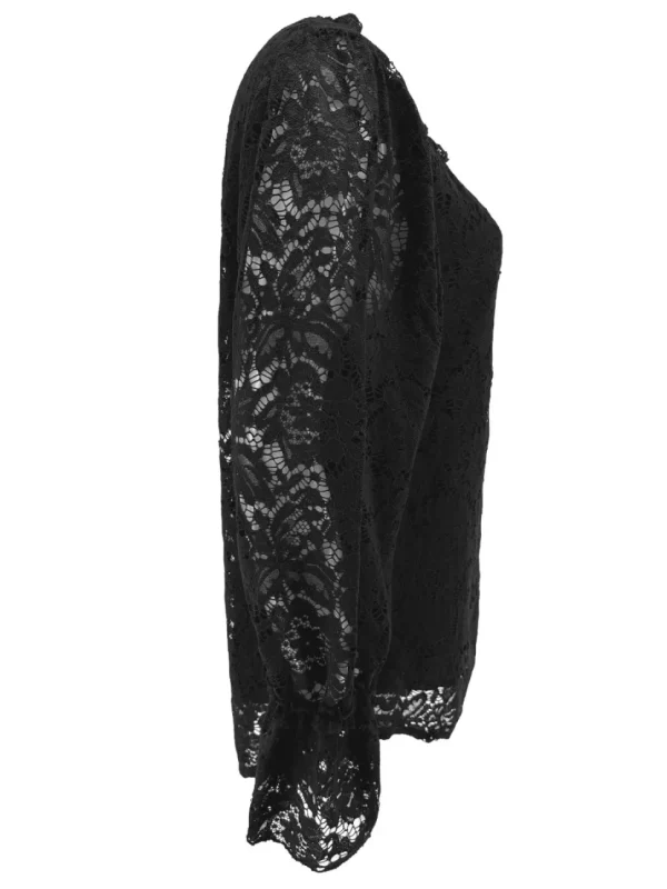 Blouse met koordje van KANT Liselotje zwart