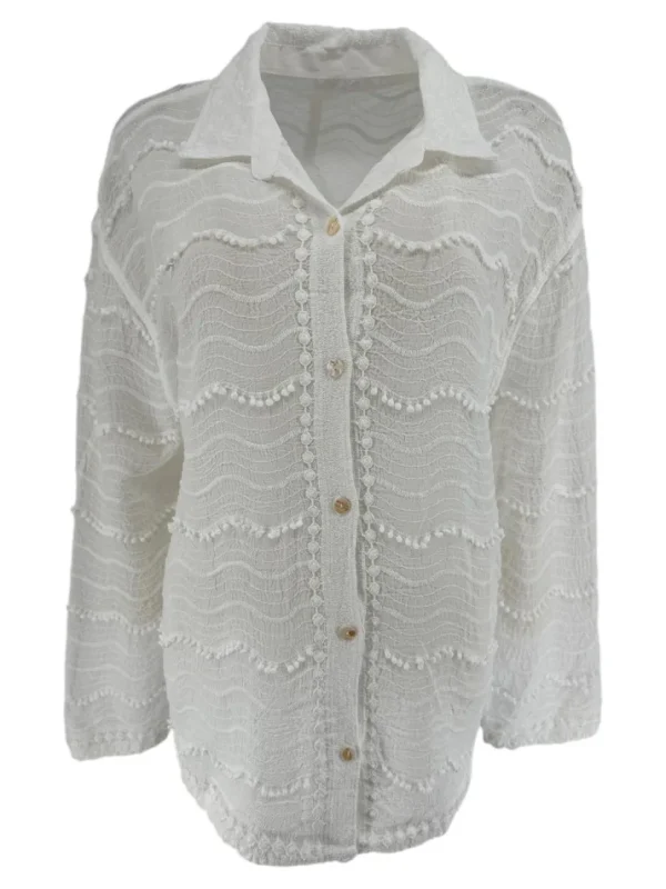 Blouse met kraag Beachy waves off-white (GBD)