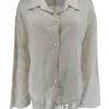 Blouse met kraag en kanten rand Tekna beige (GBD)