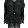 Blouse met kraag en knopen blossom zwart