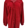 Blouse met kraag hals en knoopjes Alice met GLITTER rood