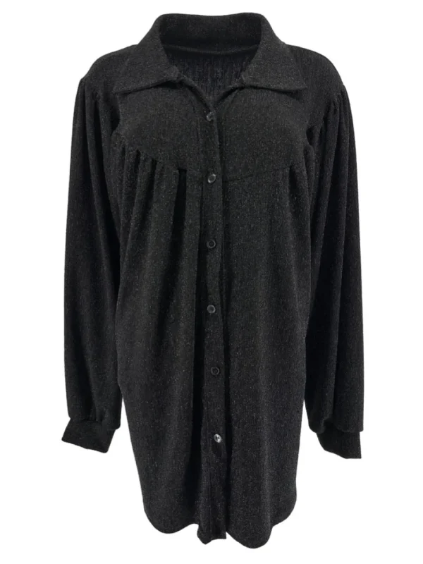 Blouse met kraag hals en knoopjes Alice met GLITTER zwart