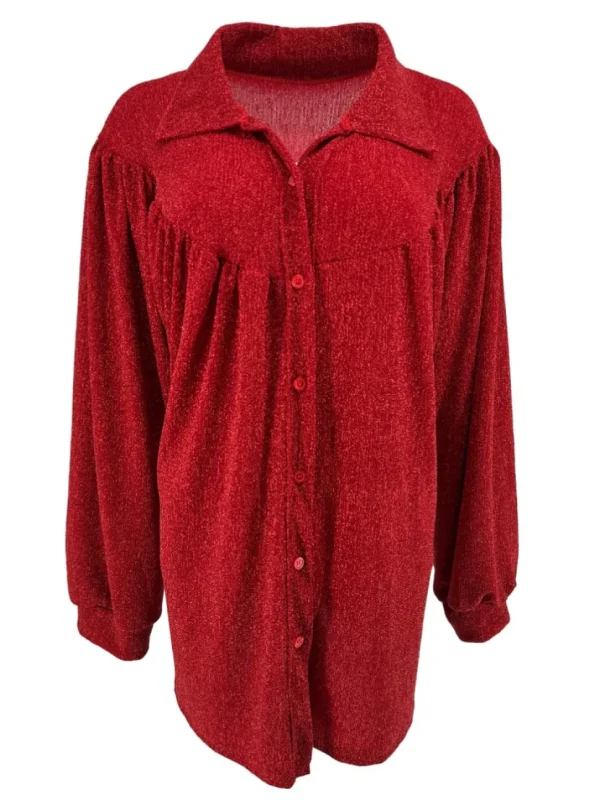 Blouse met kraag hals en knoopjes Alice met GLITTER rood