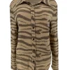 Blouse met lange mouw en Quinty zebra glitter camel/beige. SALE
