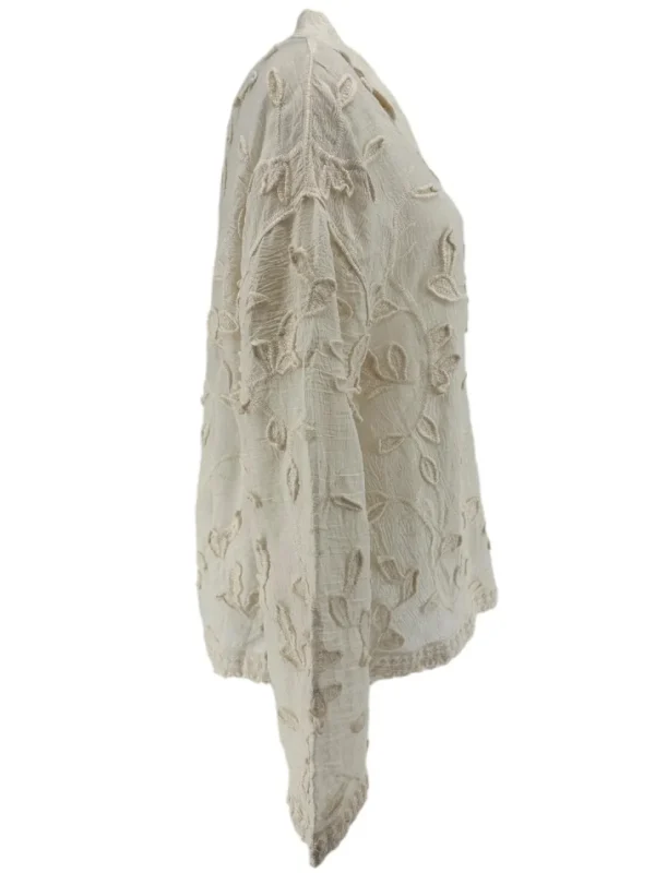 Blouse met leaves borduursels beige (GBD)