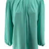 Blouse met opstaande boord en smock aan de mouw Sammie mint