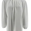 Blouse met opstaande boord en smock aan de mouw Sammie off-white