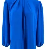 Blouse met opstaande boord en smock aan de mouw Sammie kobalt