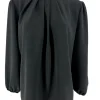 Blouse met opstaande boord en smock aan de mouw Sammie zwart