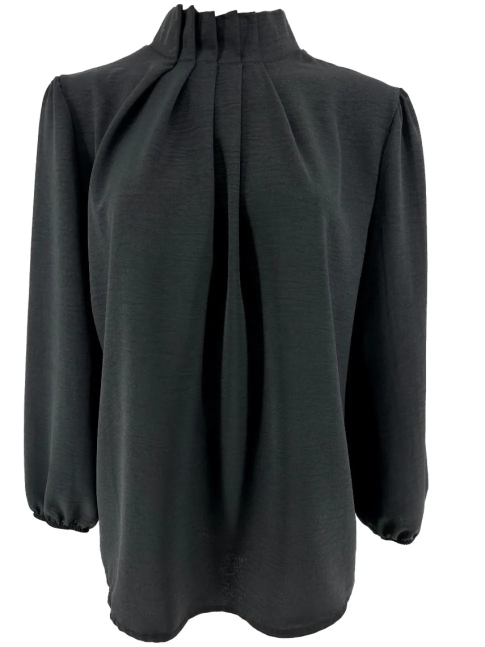 blouse_met_opstaande_boor_0-9.webp Blouse met opstaande boord en smock aan de mouw Sammie zwart