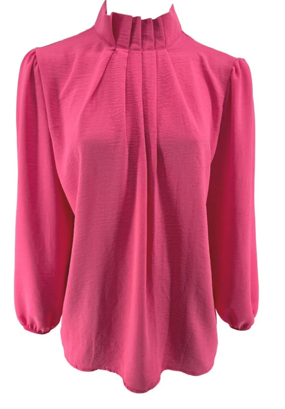 blouse_met_opstaande_boor_0.webp Blouse met opstaande boord en smock aan de mouw Sammie fuchsia