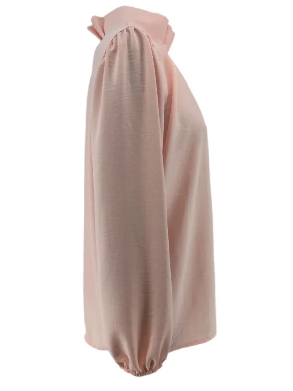 Blouse met opstaande boord en smock aan de mouw Sammie licht roze