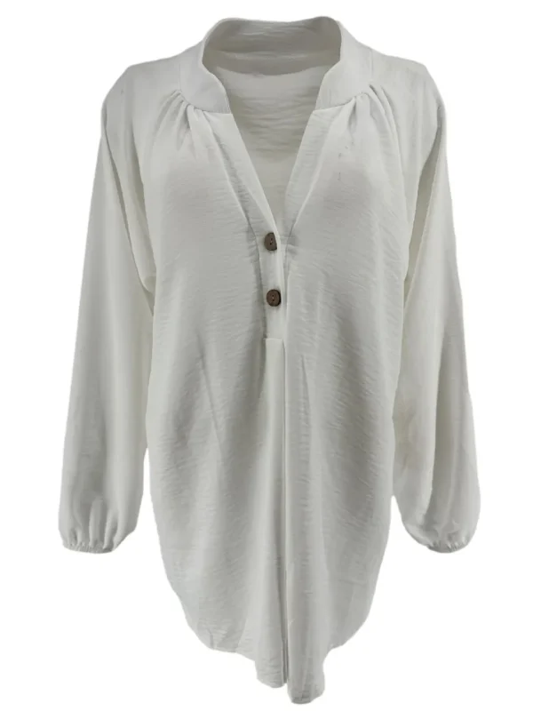 Blouse met opstaande kraag en 2 knoopjes Siske off-white