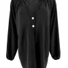 Blouse met opstaande kraag en 2 knoopjes Siske zwart