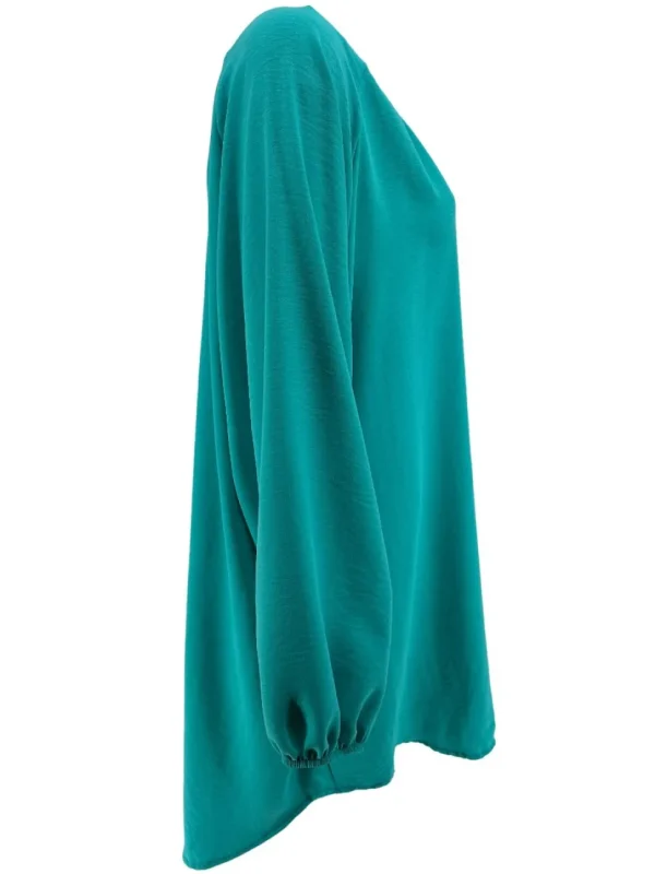 Blouse met opstaande kraag en 2 knoopjes Siske turquoise