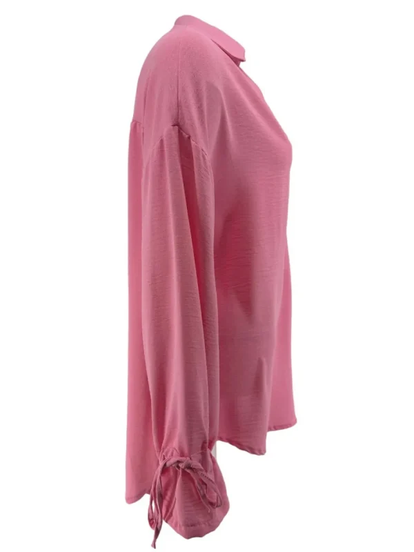 Blouse met opstaande kraag en strikjes aan de mouw Floor licht roze
