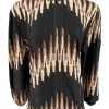 Blouse met opstaande smock hals towers zwart.(SHV)