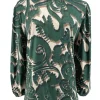 Blouse met opstaande smock hals Swirlie donker groen.(SHV)
