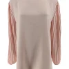 Blouse met plisse mouw en ruffle aan de hals Karlien licht roze