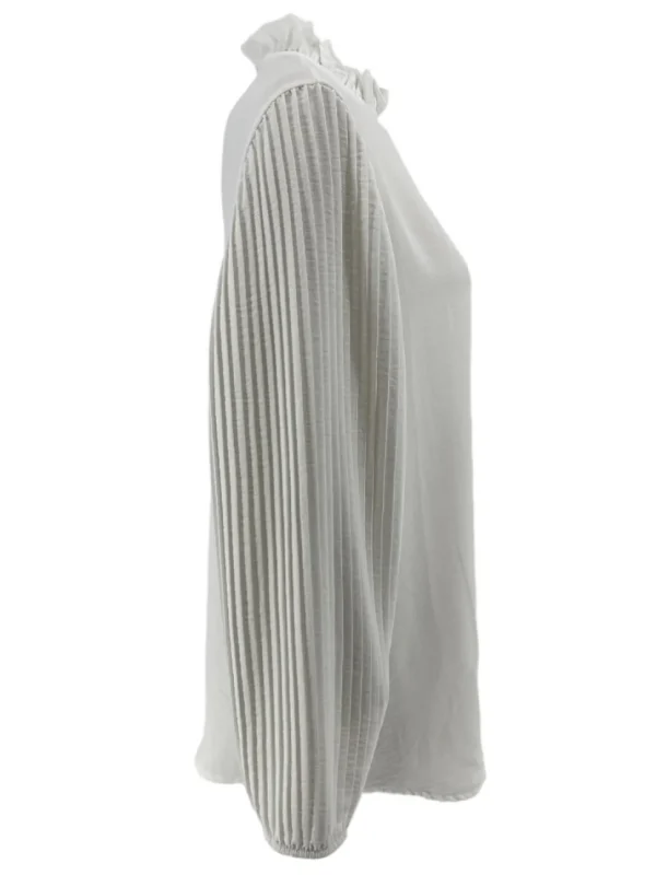 Blouse met plisse mouw en ruffle aan de hals Karlien off-white