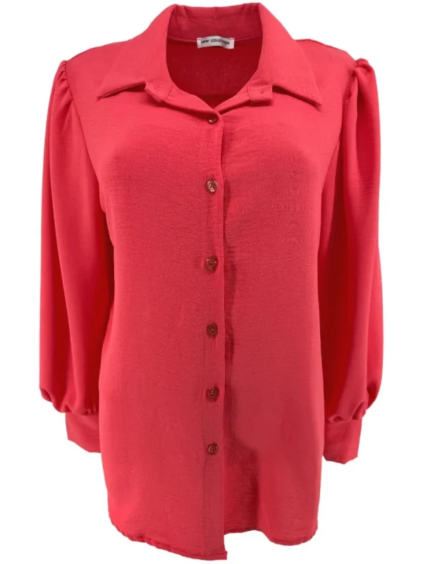 Blouse met plooi in de mouw Tammy koraal