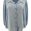 Blouse met plooi in de mouw Tammy licht blauw
