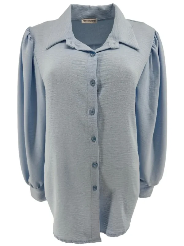 Blouse met plooi in de mouw Tammy licht blauw