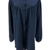 Blouse met ronde hals en knoopjes Alice donker blauw