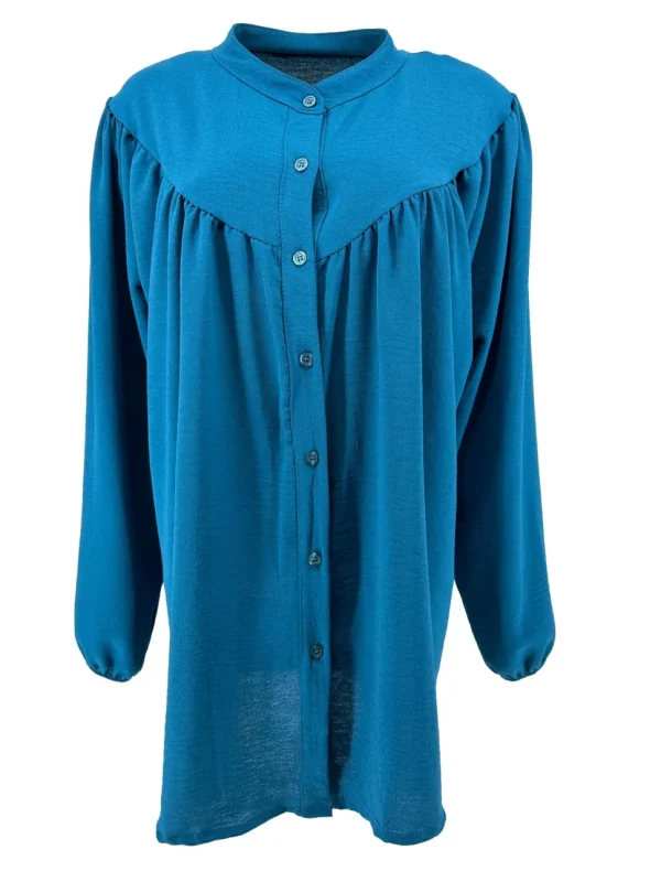 Blouse met ronde hals en knoopjes Alice petrol