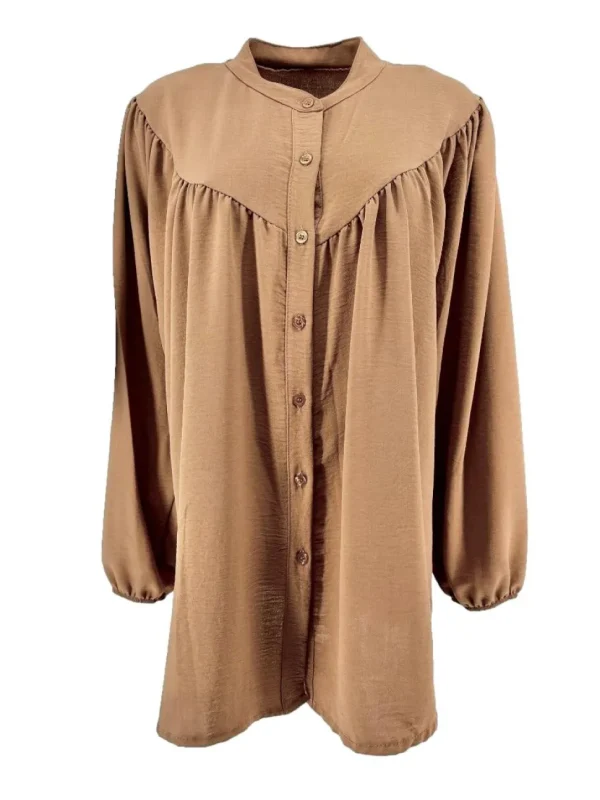 Blouse met ronde hals en knoopjes Alice camel