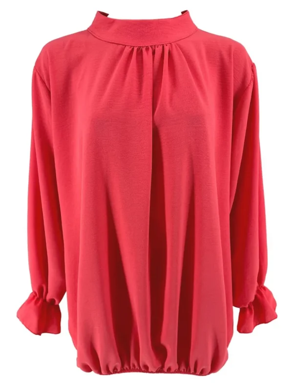 Blouse met ronde hals en knopen in de hals Nikki koraal