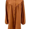 Blouse met ronde hals en knoopjes Alice cognac