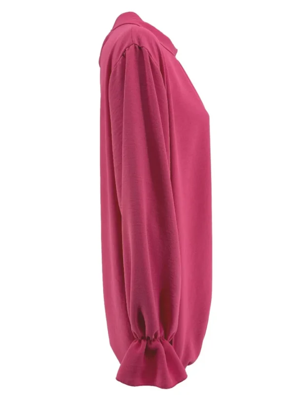 Blouse met ronde hals en knopen in de hals Nikki fuchsia