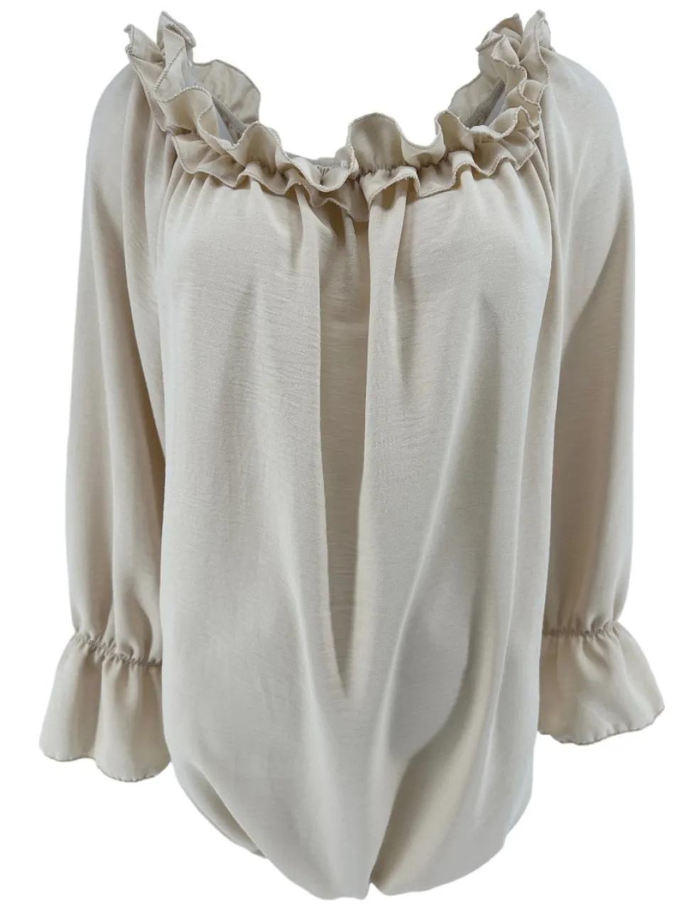 blouse_met_ruffel_in_de_h_0-3.webp Blouse met ruffel in de hals Melissa met lange mouw beige