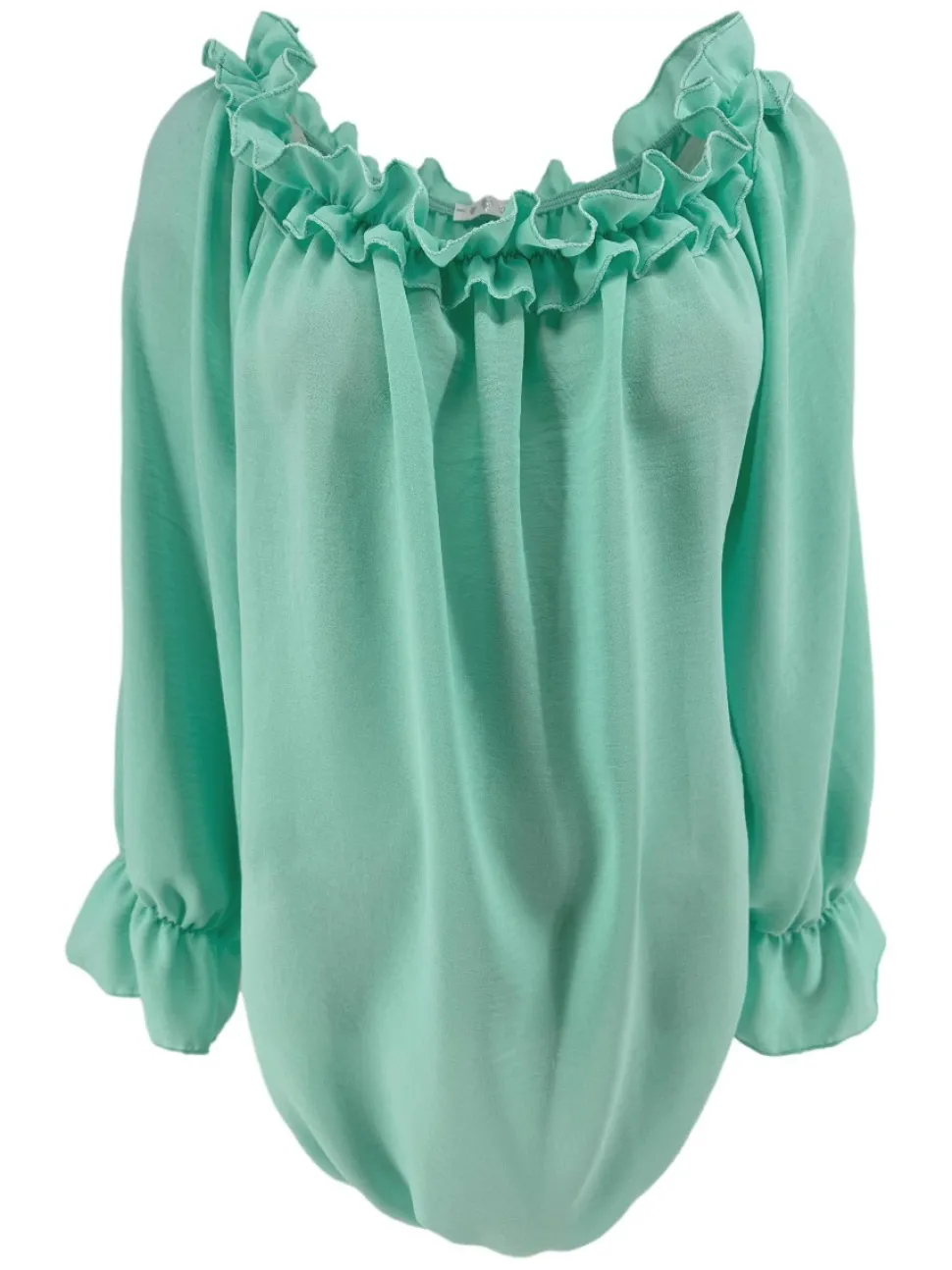 blouse_met_ruffel_in_de_h_0.webp Blouse met ruffel in de hals Melissa met lange mouw mint