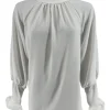 Blouse met ruffle en knoopje in de hals Nicole off-white