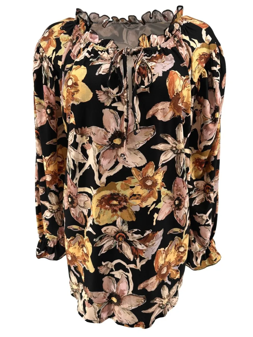 blouse_met_ruffle_en_koor_0.webp Blouse met ruffle en koord in de hals Lelie zwart