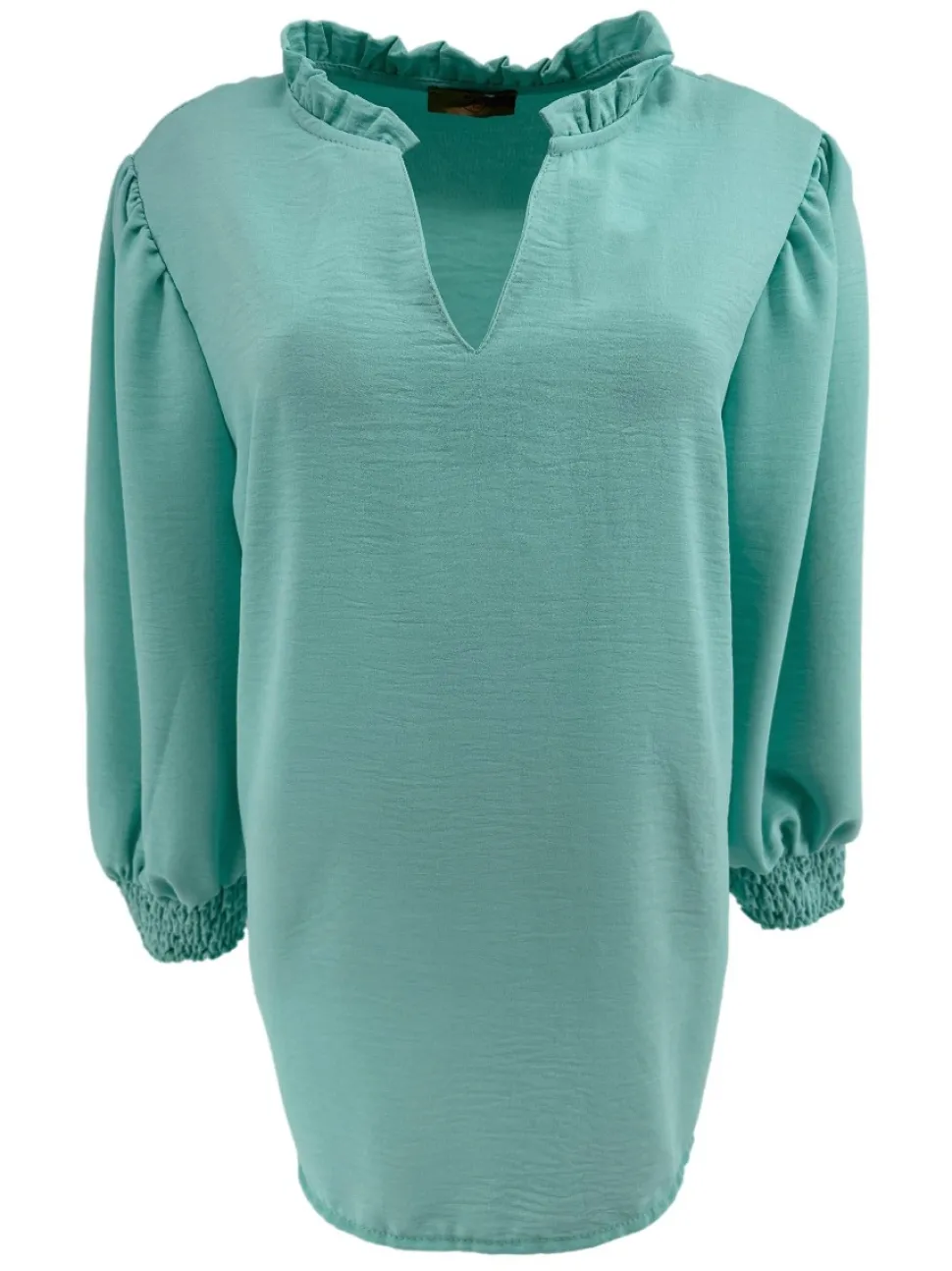 blouse_met_ruffle_en_smoc_0-1.webp Blouse met ruffle en smock aan de mouw Emy mint