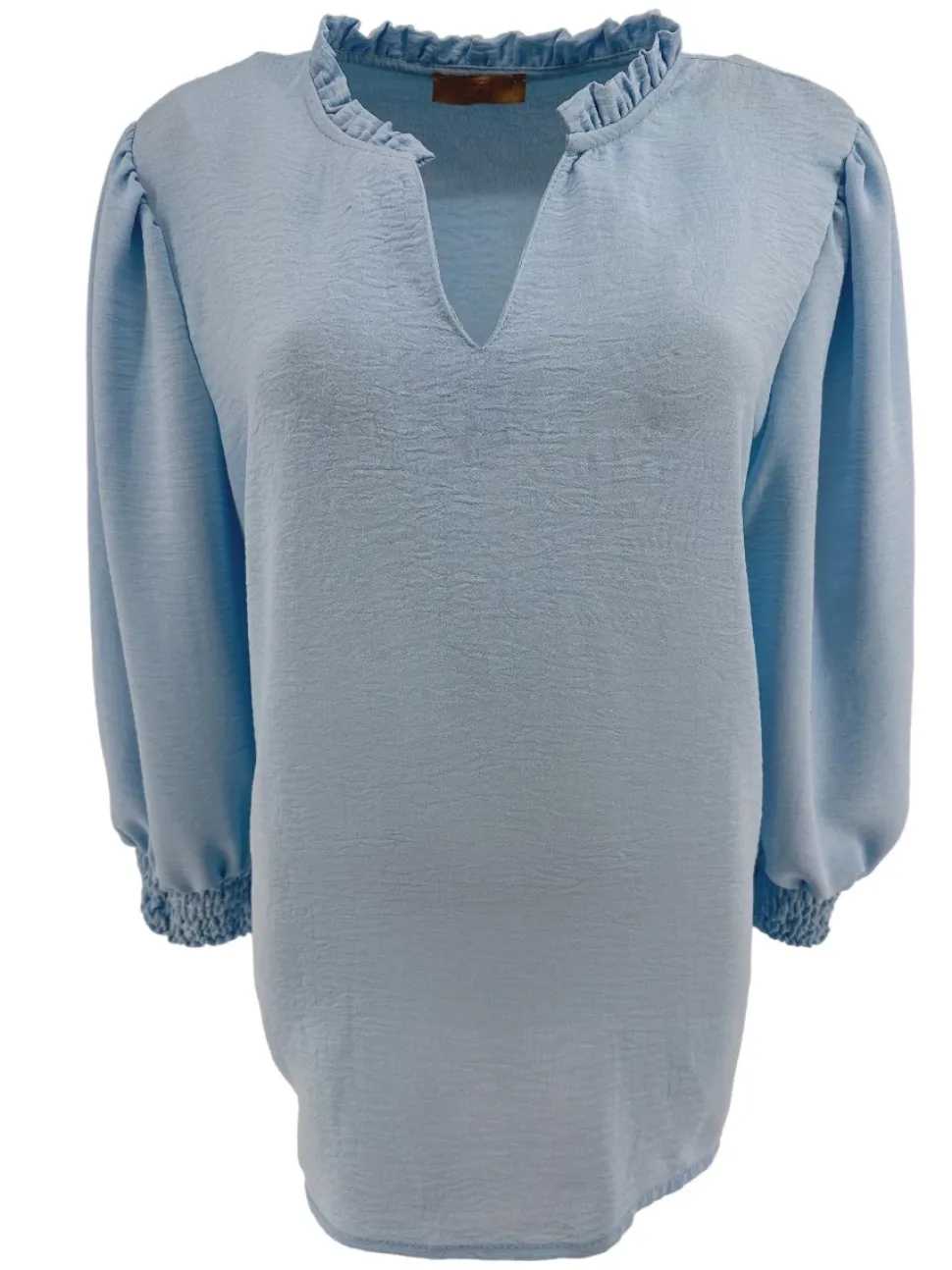 blouse_met_ruffle_en_smoc_0-2.webp Blouse met ruffle en smock aan de mouw Emy licht blauw