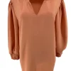 Blouse met ruffle en smock aan de mouw Emy apricot