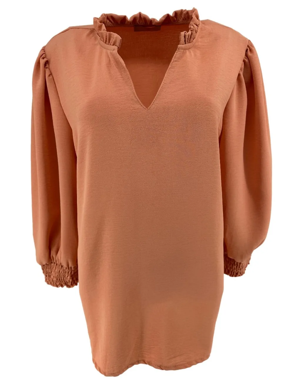 blouse_met_ruffle_en_smoc_0-4.webp Blouse met ruffle en smock aan de mouw Emy apricot