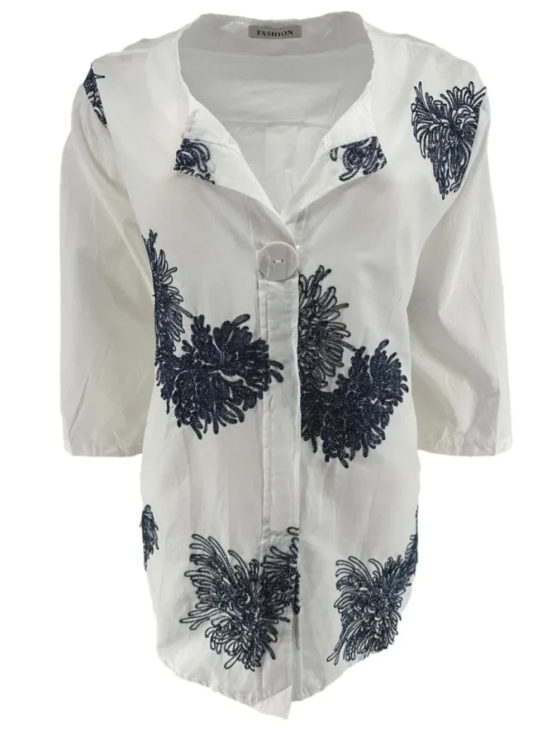 Blouse met sierwerk Nova donker blauw