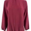 Blouse met smock hals en elastiek aan de onderzijde wijnrood