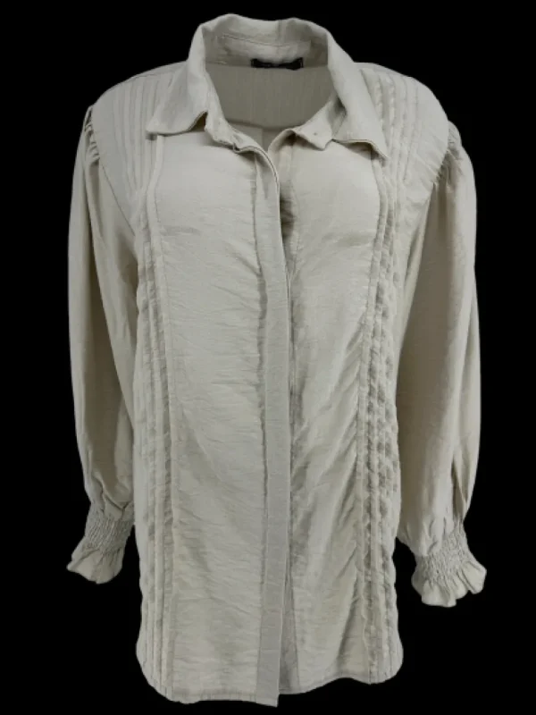 Blouse met smockmouw en plooien Marijn Beige