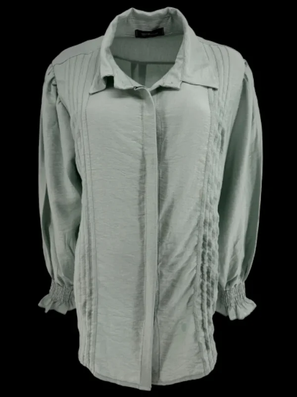 Blouse met smockmouw en plooien Marijn jade