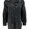 Blouse met strass stenen all-over zwart