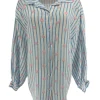 Blouse met strepen en hartjes blauw