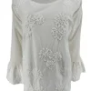 Blouse met trompet mouw fluffy flower off-white